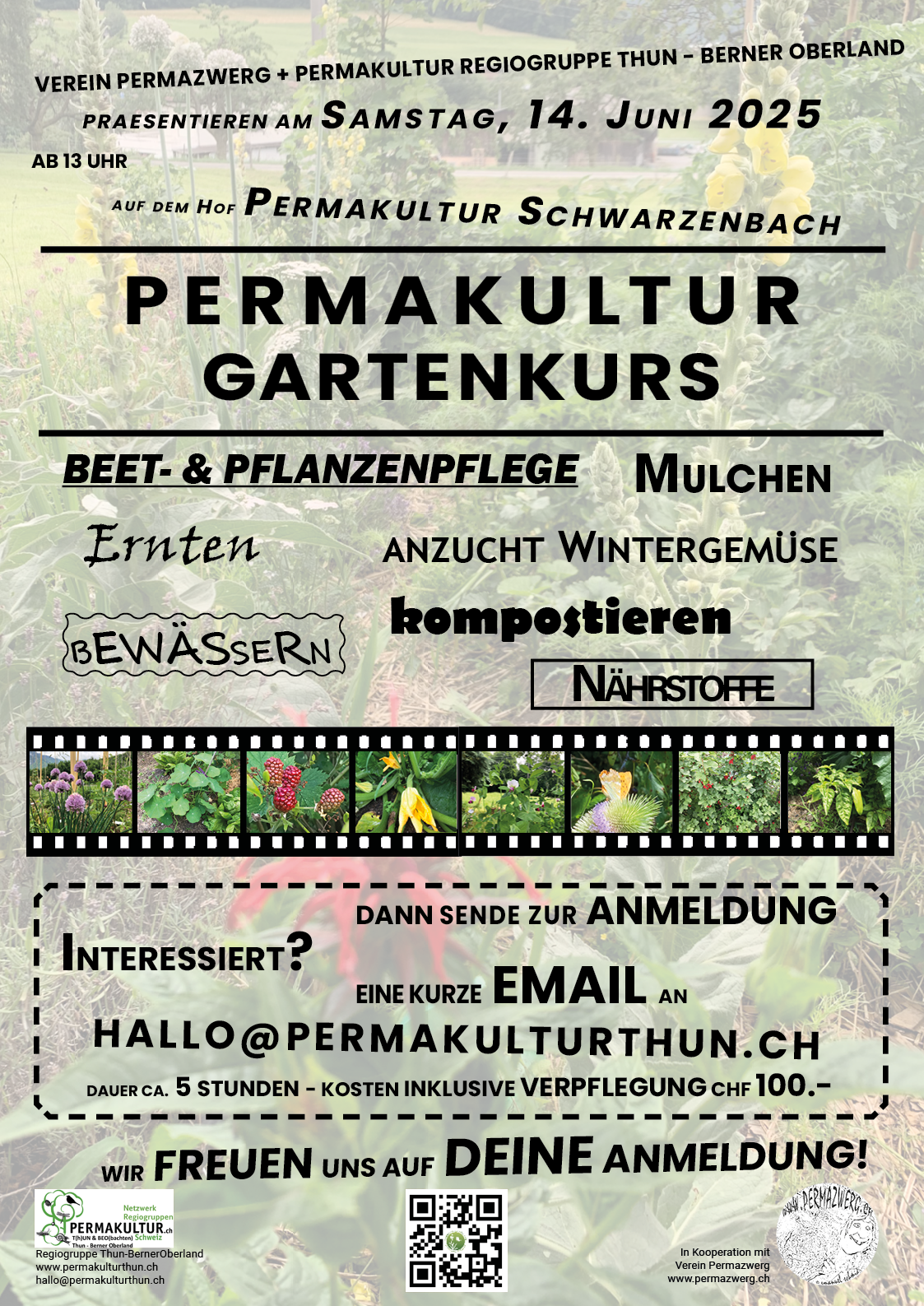 Gartenkurs Sommer 2025 Plakat zum Garten- und Kompostierkurs
