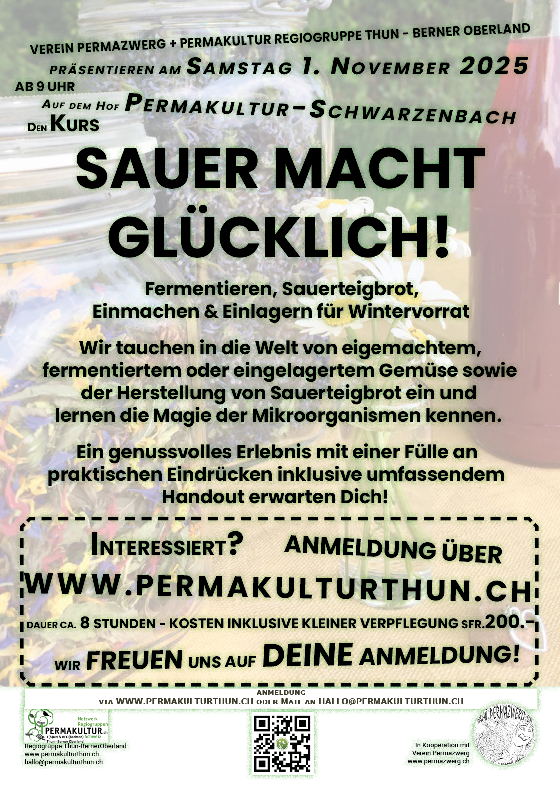 Sauer macht gluecklch winter 2025 Plakat zum Wildkräuterkurs