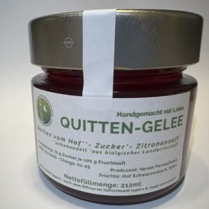 Quittengelee-Glas aus dem Permakultur-Hof Schwarzenbach — Vorderansicht
