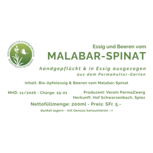 Essig mit Malabar-Spinat-Beeren